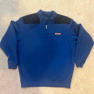 Vineyard Vines Unisex/Womens Blue and Black Quarter-Zip Sweatshirt Size Medium